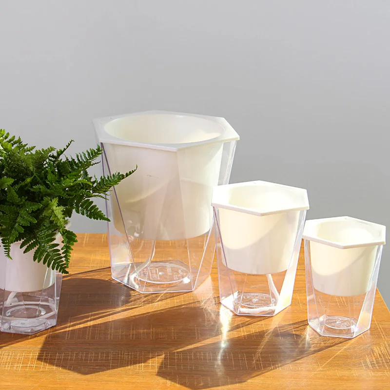 Flower Plant Pot Self Watering Planter Transparent Planting Flower Pot Water Storage Basin Stock Garden Supplies Home Decor