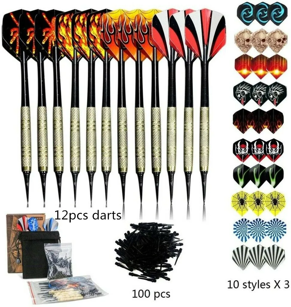 100 Pcs Dart Set Multiple Styles Darts Flights Professional Darts Soft Plastic Tips Set For Electronic Dartboard Accessories