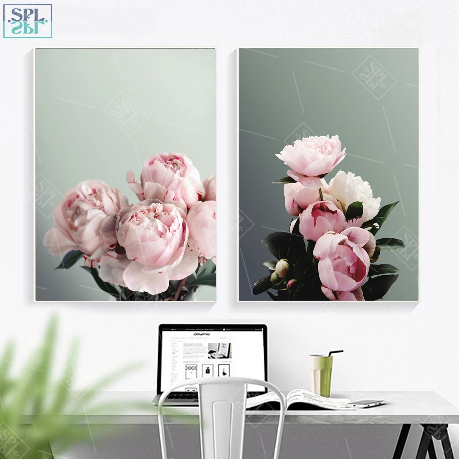 SPLSPL-Modern-Classic-Pink-Peony-Canvas-Painting-Wall-Art-Posters-And-Prints-Flower-Wall-Picture-For