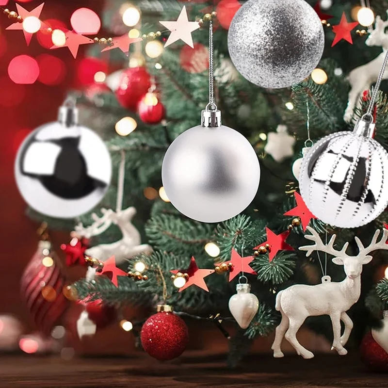 20 Pcs Silver Christmas Balls Baubles Tree Decoration Shatterproof Ornaments | Дом и сад