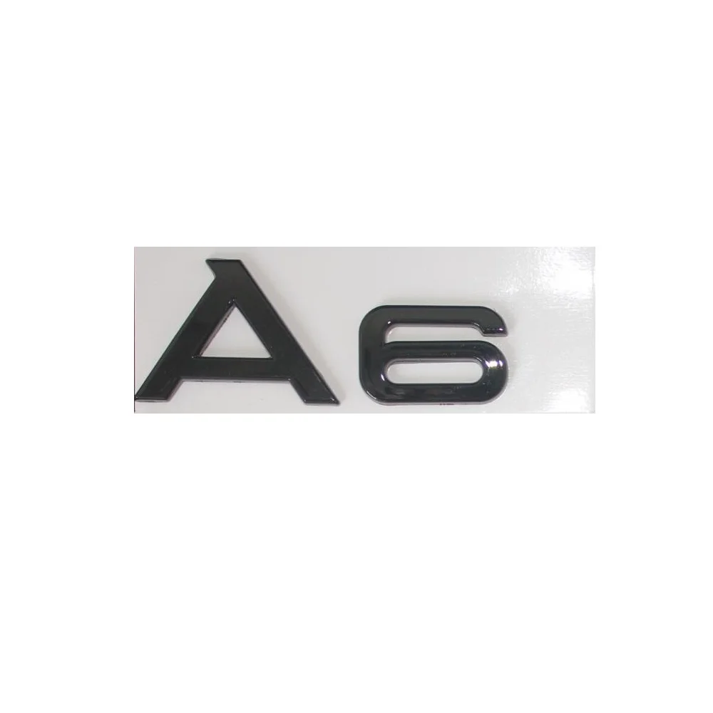 Pegatina brillante de plástico ABS para maletero de Audi A6, letras y números traseros, insignia, emblema, color negro brillante