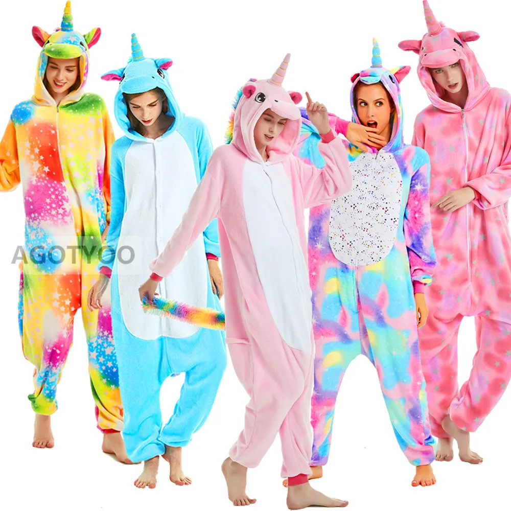 Женский фланелевый костюм единорога для косплея аниме-комбинезон взрослых и
