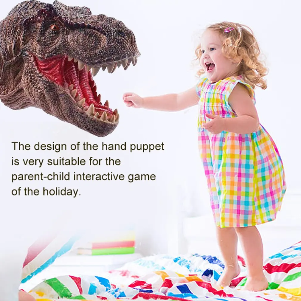 Animal Finger Puppet New Dinosaur Hand Puppets Soft Rubber Dinosaur Toys Jurassic Raptor Realistic Puppet Head Hand Puppet Figure Toys