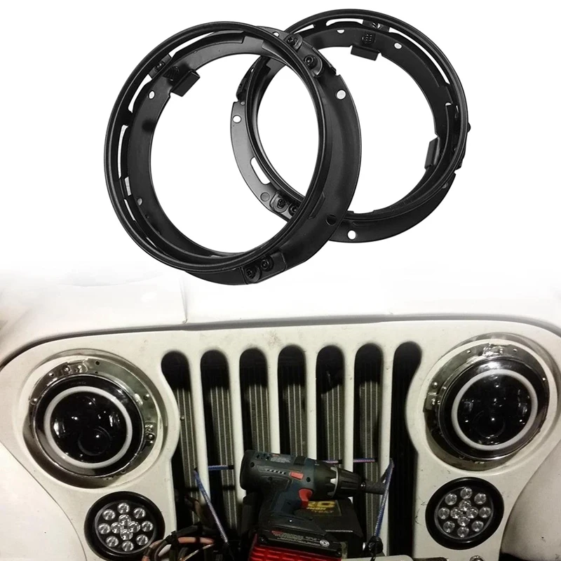 2 шт. кронштейн для фар для Jeep Wrangler, 7 дюймов Автомобильный кронштейн для крепления фар алюминиевый сплав круглый кронштейн кольца(черный