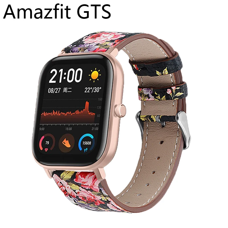 Ремешок для часов для xiaomi huami amazfit GTS ремешок кожаный модный браслет Открытый спортивный Сменный ремень для amazfit bip ремешок