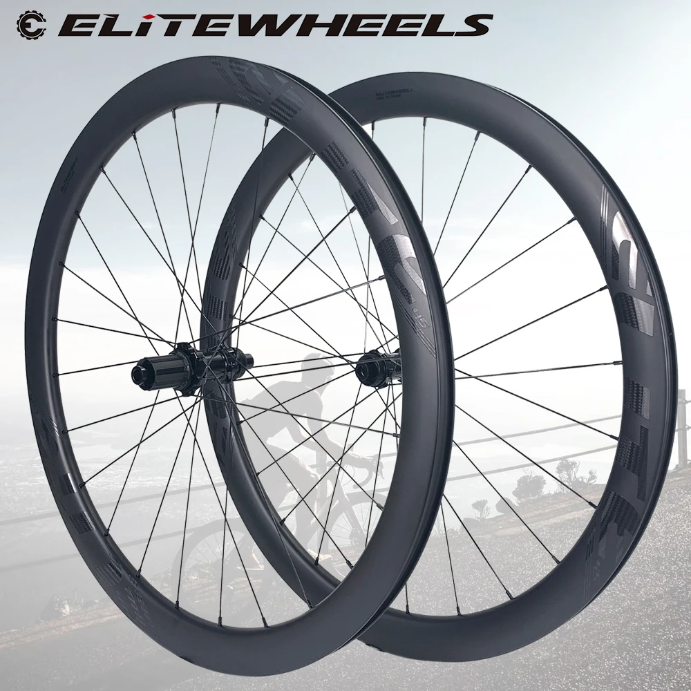 Elitewheels Road Disc Carbon Wheels 28mm Wide 45mm Depth Center Lock 6