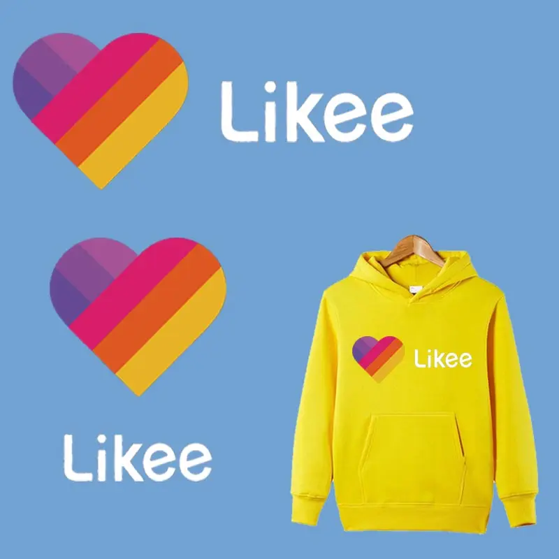 Логотип Likee app нашивка с утюгом на переводе для одежды наклейки белыми буквами