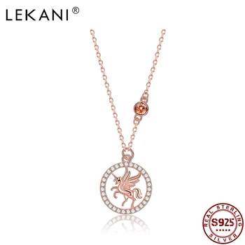 

LEKANI Unicorn Necklace For Women S925 Sterling Silver Luxury Cubic Zircon Pendant Chain Famale Wedding Party Elegant Jewelry