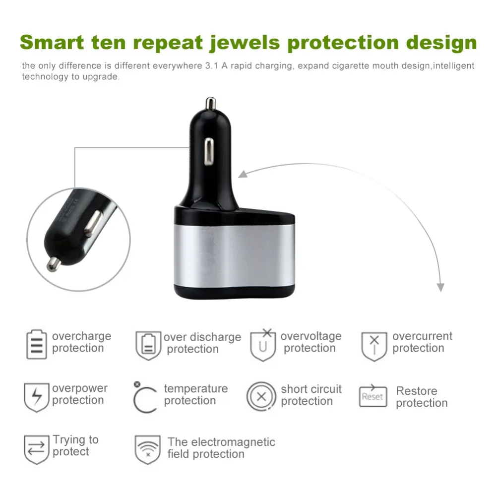 Двойной USB электронный прикуриватель автомобильный прикуриватель зарядное устройство разветвитель адаптер 3.1A зарядное устройство для iPhone телефон 12 V-24 V