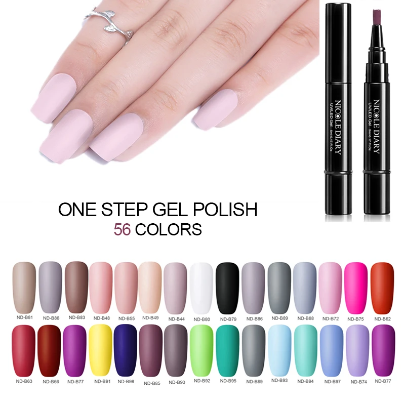 NICOLE DIARY 56 Colors Nail UV Gel Polish Nail Varnish Pen One Step 3 In 1 Nail Art Color Gel Matte Top Coat Soak Off|Nail Gel| - AliExpress