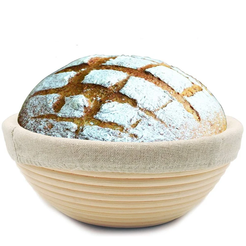 ABUI-(10 Inches+ 8 Inches+ 6.3 Inches) Bread Proof Basket Bread Basket+ Bread Slice Tool+ Dough Scraper+ Proofing Cloth Bre