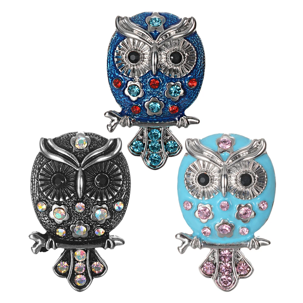 

10pcs/lot New Ginger Snap Jewelry Antique Crystal Owl Snap Buttons Fit 18mm Snap Button Bracelet Bangles DIY Jewelry VN-2068*10