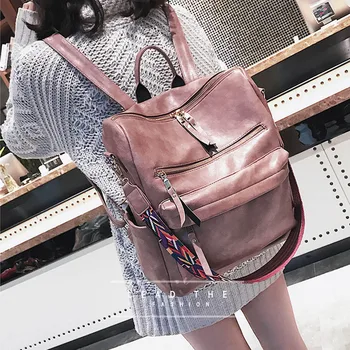

Women's backpacks Academic Style 2020 Cross-Border New PU Leather Popular Solid Color Soft Travel Small Number Backpack