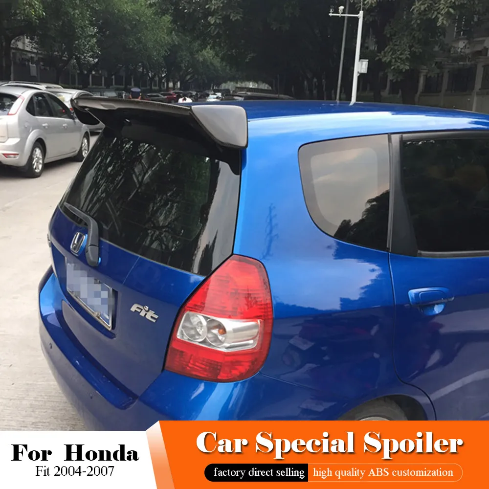 Для Honda Fit 2004-2007 Автомобильная черная надрезаемая подкладка, ABS пластик белый задний Багажник крыло багажника задний губы крыша хвост спойлер для автомобиля