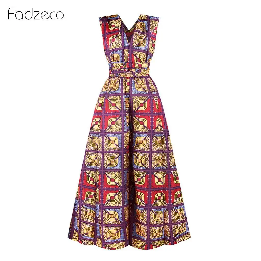 M02 Fadzeco Новая африканская одежда Femme Модный комбинезон 3d цифровая печать сексуальный Осенний комбинезон с широкими штанинами одежда с этническим принтом - Цвет: M02