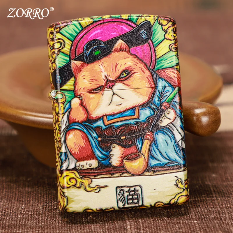 Guochao Zoro Lighter Creative Paint Uncle Cao's Retro Grinding Wheel Individual Wind-proof Kerosene Lighter Sends Boyfriend