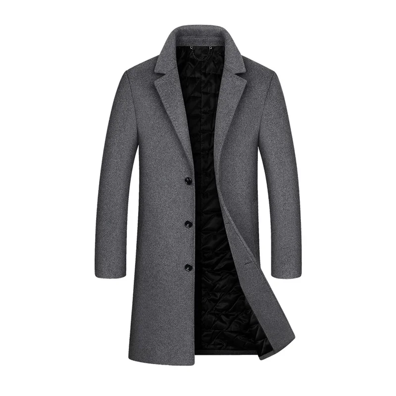 YOUTHUP, Мужская зимняя длинная куртка, шерсть, однобортный, тонкий, Бизнес Стиль, пальто, верхняя одежда для мужчин, s, фитнес, пальто, уличная одежда, 2 цвета