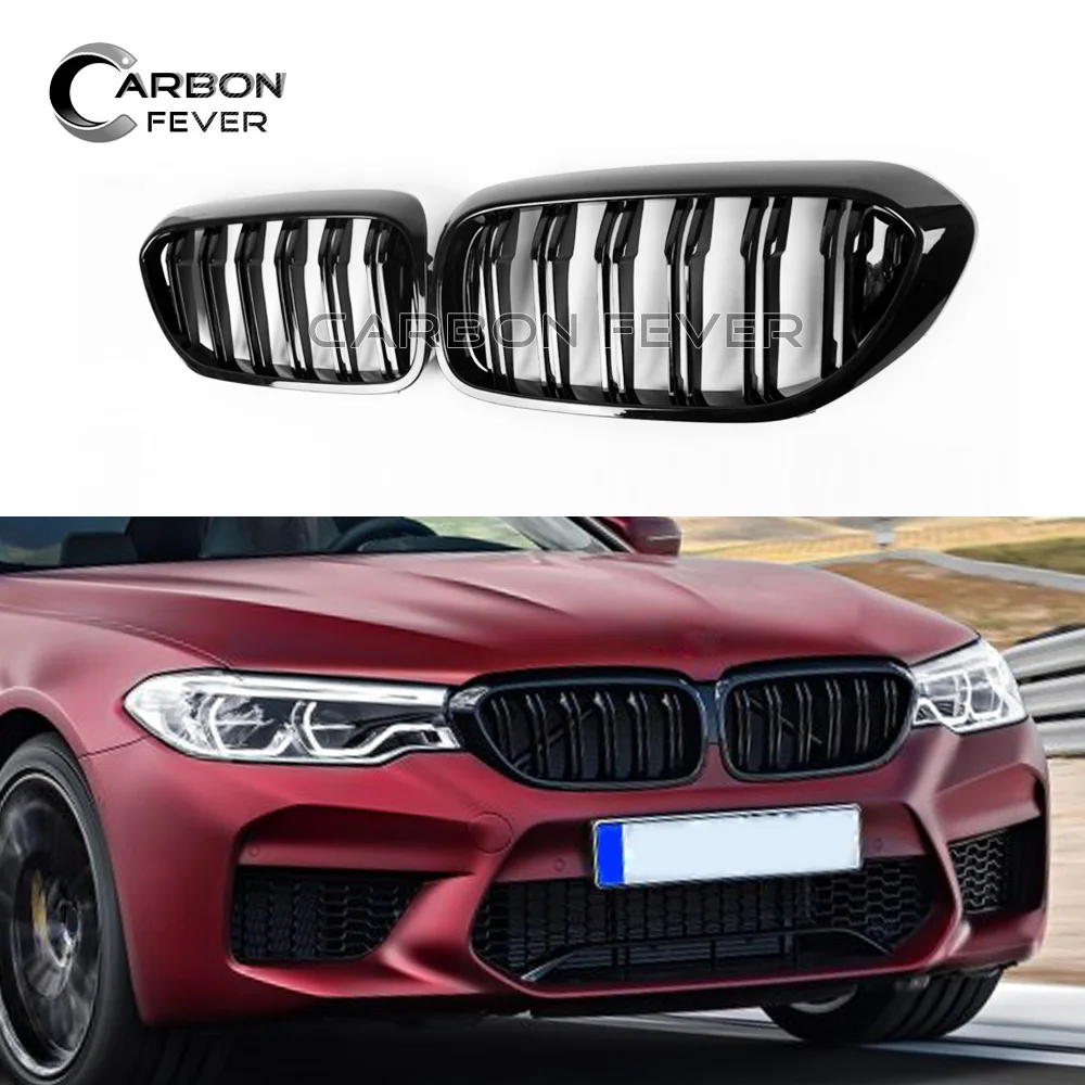 1 пара двойная блестящая черная гоночная решетка для BMW 5 Series G30 G31 2017 2018 2019