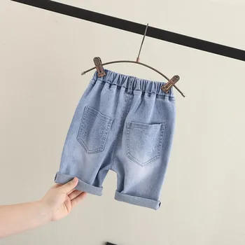 

Children's jeans summer children's wear pants darling embroidered quarter pant thin soft boy jeans mid summer trend