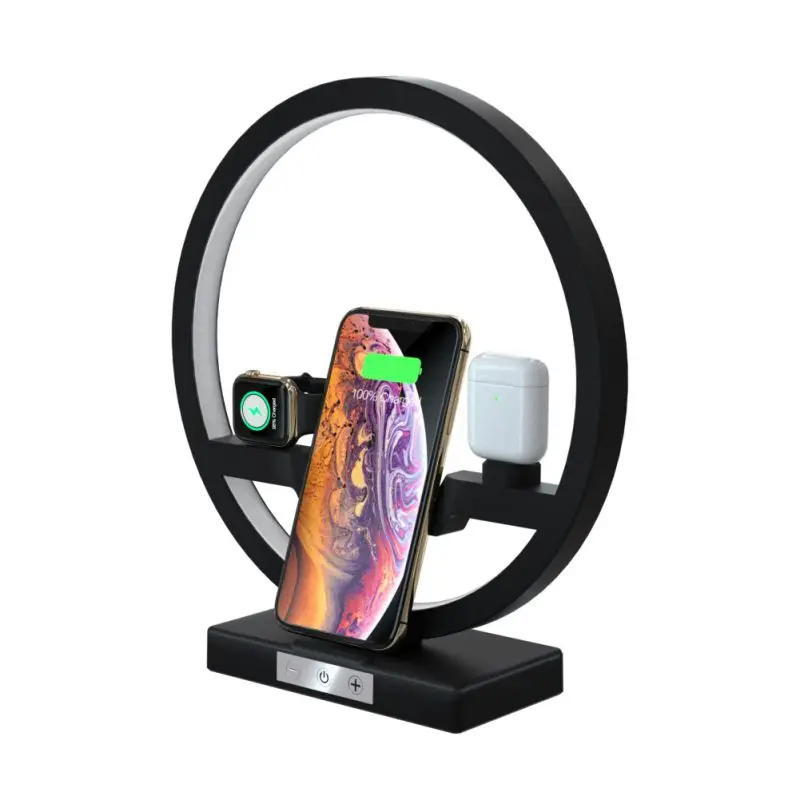 

4 in 1 Light Smartphone Wireless Charger Stand Dock Station for Airpods Bluetooth Earphone for i Watch