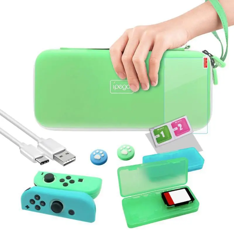 

Games Accessories for Switch Animal Sen 12-in-1 Set Storage Bag Silicone Case Card Box Tempered Membrane Cover PG-SW052 Games