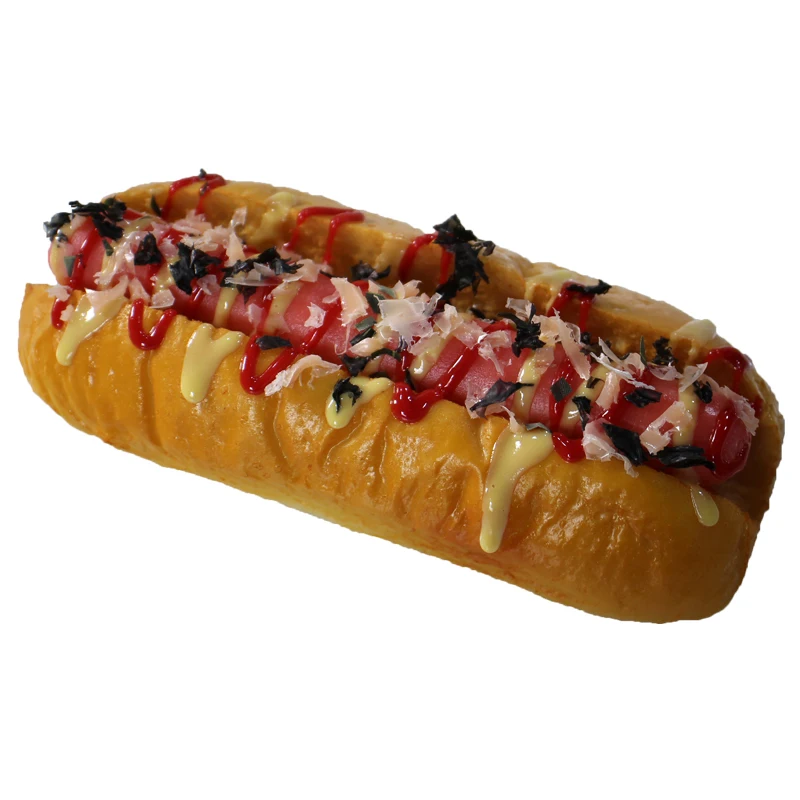 

Simulation Muffin Hot Dog Models Plastic Food Display Props Fake Hot dog Sample Waffle On A Stick Sausage bread Display Craft