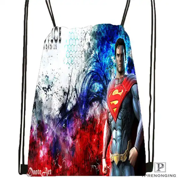 Drawstring Backpack Пользовательские Супермен 24 походная сумка на шнурке милый рюкзак для детей(черная спинка) 31x40 см#180531-04-13 - Цвет: Drawstring Backpack
