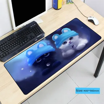

900*400*3mm Cute Cat Game Mouse Pad Large Stitch Edge Rubber Anti-slip Mousepad Gaming CS GO LOL Speed Mice Play Mat