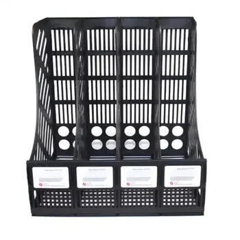 

File Holder Document Tray 4-Grid Desktop Storage File Organizer Mesh Files Shelf Desktop File Rack Book Holder Office Supplies