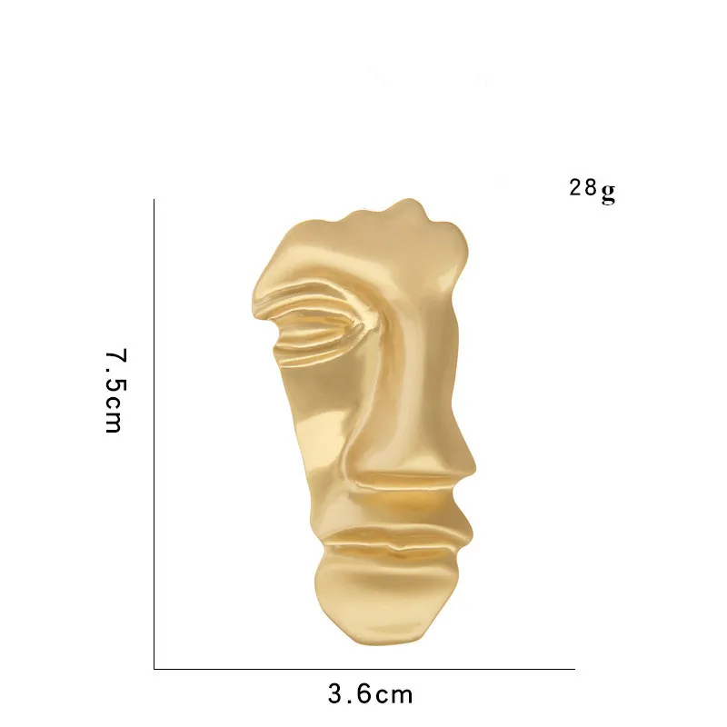 Преувеличенные Броши для женщин, золотой цвет, металлические аксессуары, пальто, хиджаб, булавки, наполовину человеческое лицо, броши, индивидуальная брошь