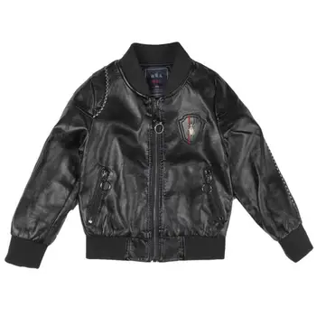 

Fashion Boys PU leather jackets New casual children pilot coats modis Kids Clothes leather jackets outerwear for 90- 130 Y2568