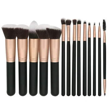 

14pcs Eye Shadow Blending Eyeliner Eyelash Eyebrow Corrugated Silk Nylon Hair Foundation Brush Makeup Brush Makeup Tool Set