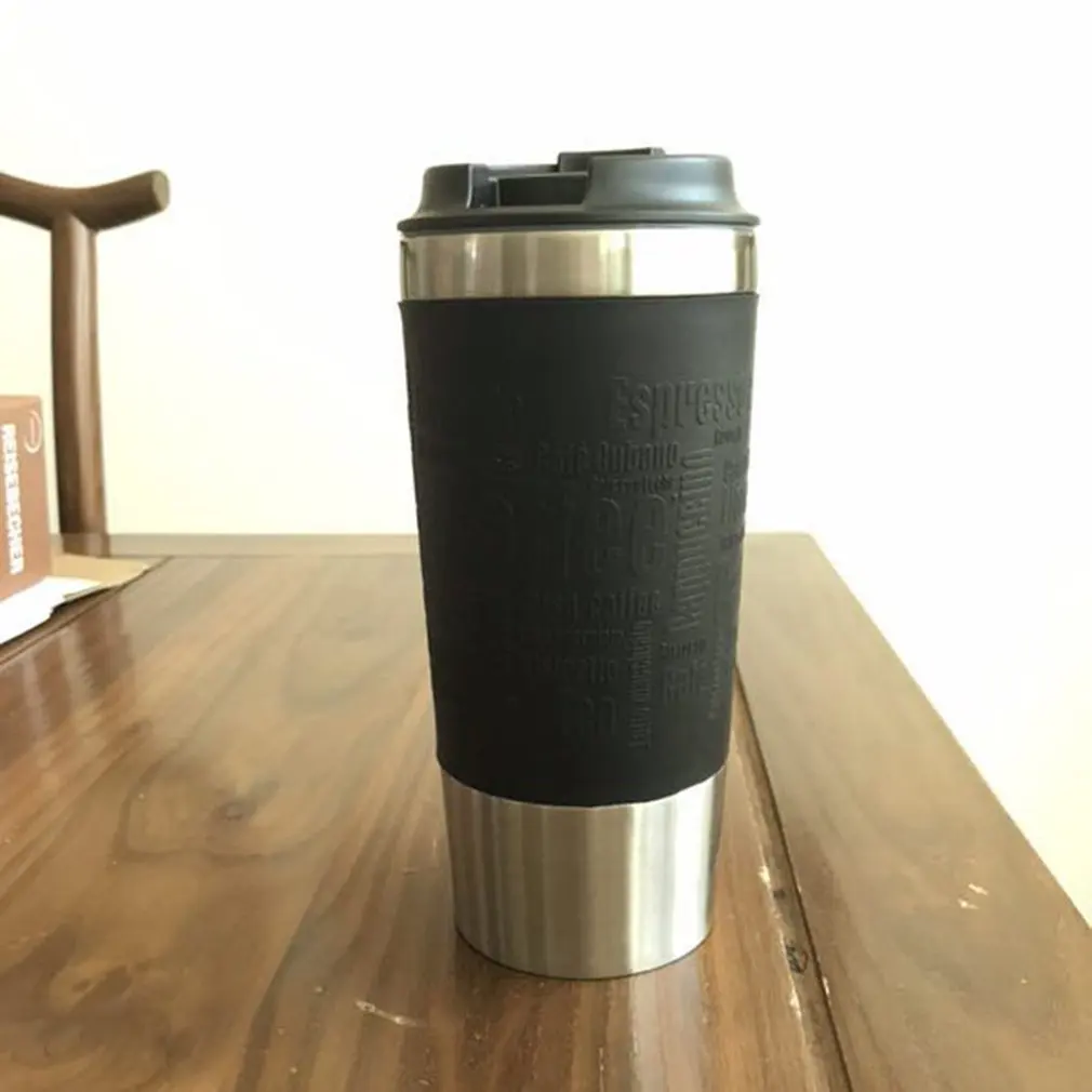 Stainless Steel Portable Vacuum Flasks With Silicone Lid Double-Decked Hot Drinking Coffee Tea Mug Travel Home Office Mug