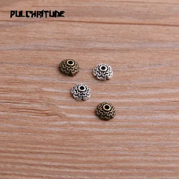 

100pcs 3*7*7mm Two Color Receptacle Hollow MINI Flower DIY Spaced Jewelry Accessories Charms For Jewelry Making