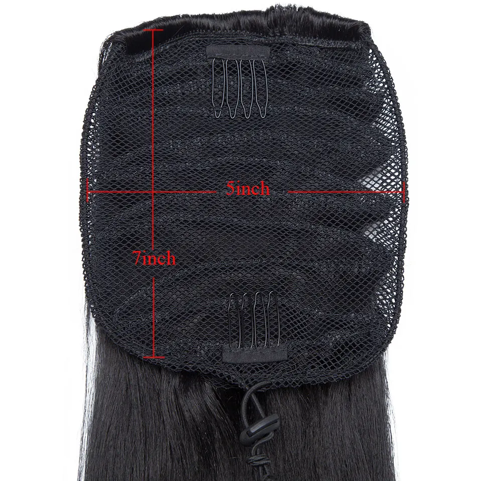 S-noilite Synthetic 22inch Afro Yaki Straight Ponytail Clip In Ponytail Hair Extension Drawstring Hair For Women