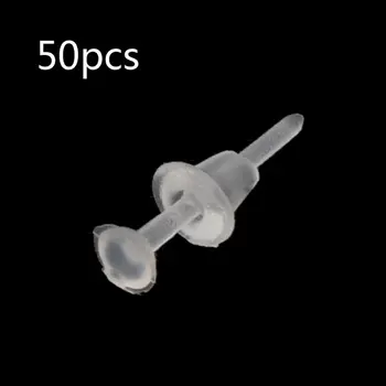 

50 Pairs Invisible Plastic Blank Earrings Pins Post with Silicone Earring Backs Accessories
