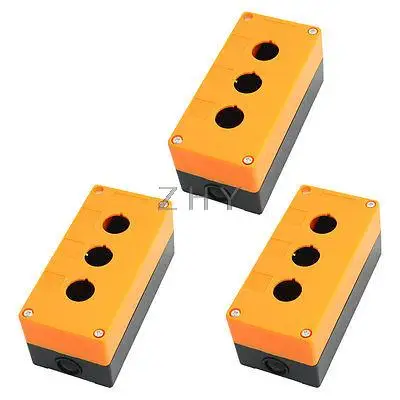 

3pcs Three Hole 22mm Dia Protective Push Button Switch Box Case Orange Black