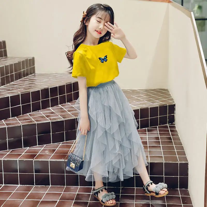 

Summer 2021 Baby Girls Clothes Sets Outfits Kids Clothes Short Sleeve +Skirts Children Clothing Set 3 4 5 6 7 8 9 10 11 12 Years