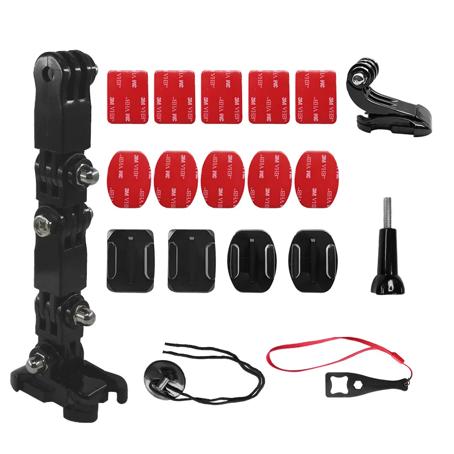 

MeterMall Motorcycle Helmet Chin Mount For GoPro hero 6/5/4 Turntable Button Mount Action 4 Joint Foldable Camera Accessories