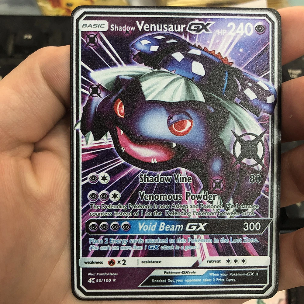 Black And Purple Shadow Venusaur Game Stainless Steel Gx Metal Card  Children's Toy Collection Gift Game Card For Kid - Game Collection Cards -  AliExpress
