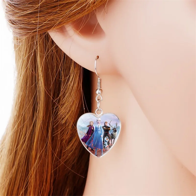 Disney Frozen 2 Heart Earrings Children's Cartoon Elsa Princess Princess Girl Ear Clip Earrings baby girls gifts