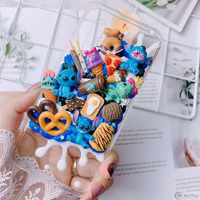 DIY case for iPhone 11 pro max 3D stitch phone cover ip XS MAX XR handmade blue creamy shell X/XS 7/8 plus 6/6s+ cartoon gift