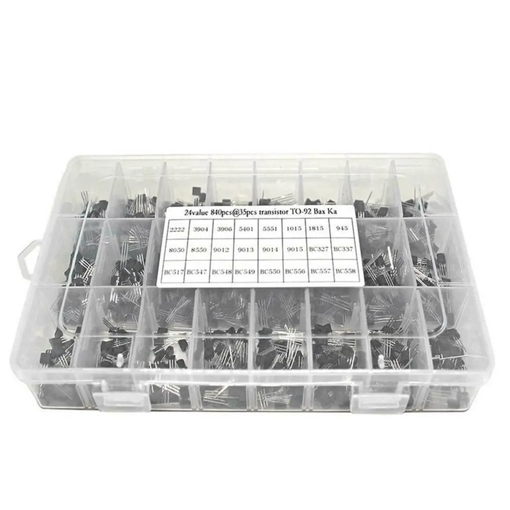 

24 Values 480pcs NPN PNP Transistor TO-92 Power Transistor Assortment Kit Transistor Pack Three Pin Transistors
