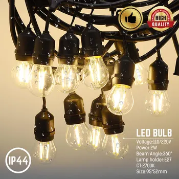 

15M LED bulb string. Outdoor waterproof IP44. Super bright LED string 110V/220V