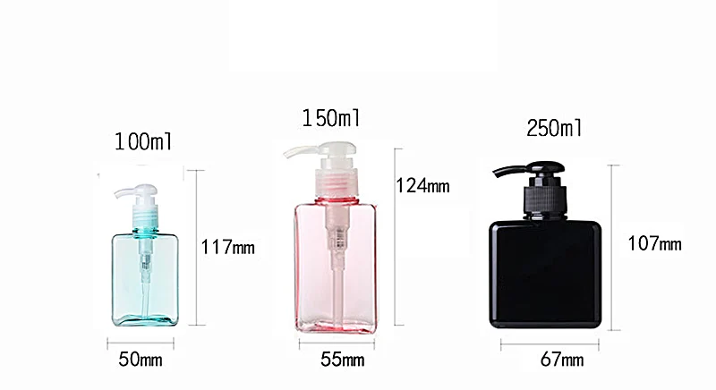 PETG 250ml Square Bottle Lotion Bottle Large Capacity Pressing Shower Gel Shampoo Bottle Cosmetic Bottle