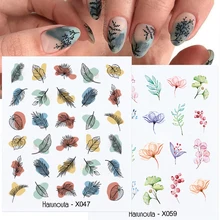 1Pc Frühling Wasser Nagel Aufkleber Und Aufkleber Blume Blatt Baum Grün Einfache Sommer DIY Slider Für Maniküre Nail art wasserzeichen