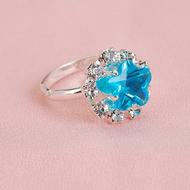 36Pcs/Box Cute Princess Girl Baby Toy Gem Ring Children's Day Gift Kids Rings Adjustable Alloy Pink 5