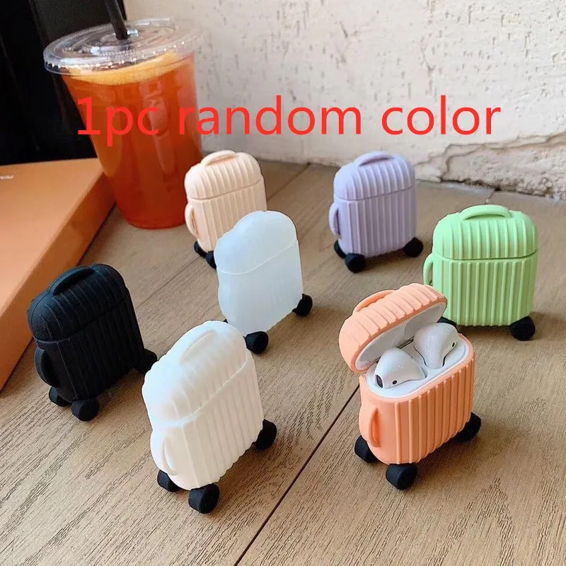 Защитный чехол для наушников, зарядная коробка, 1/2, для багажа, Bluetooth, Модный милый чехол для костюма, чехол для багажника, для Apple Airpods - Цвет: random color