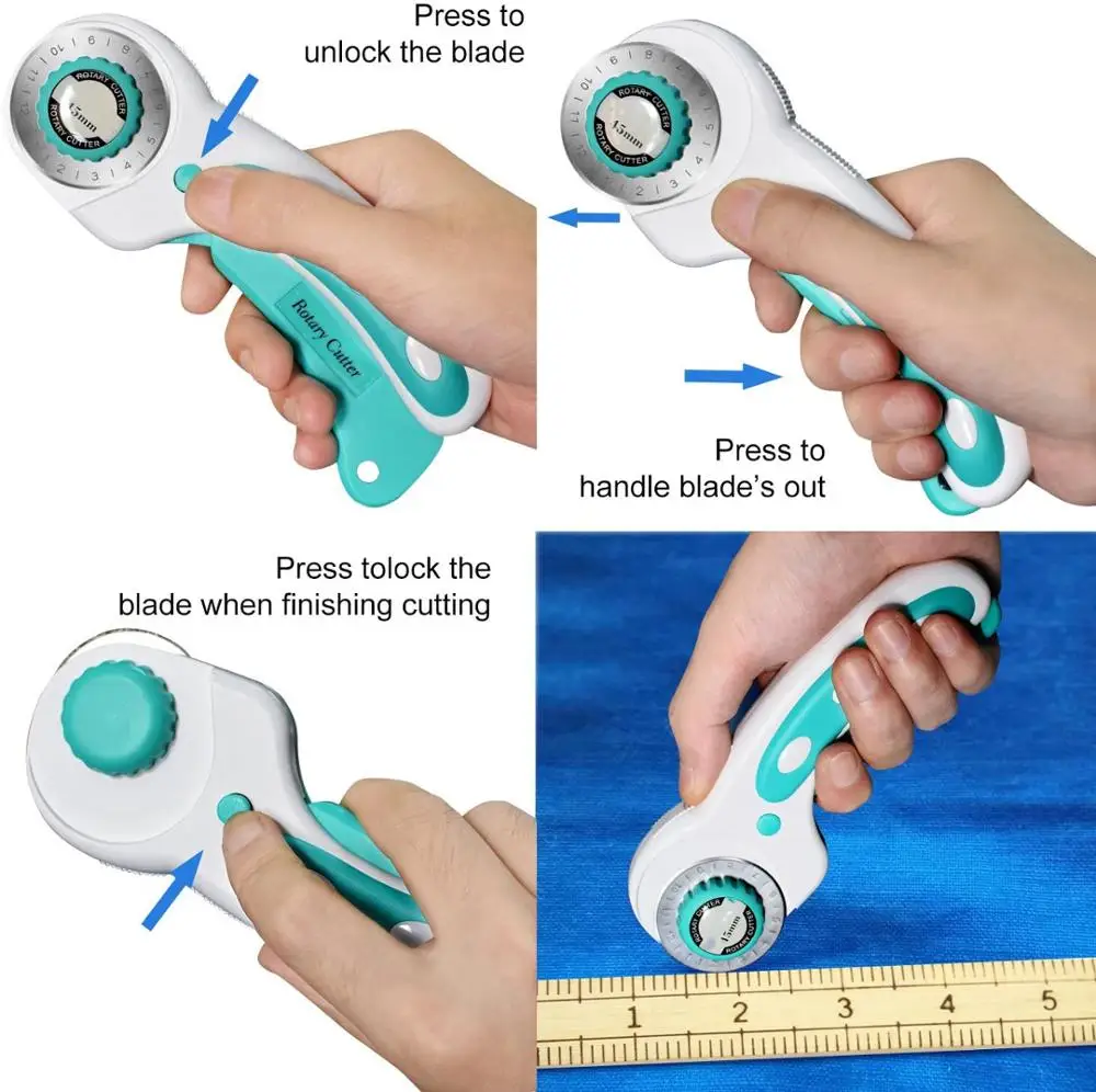 45Mm Rotary Cutter Set Rotary Cutter With 10 Replacement Rotary Blades &  Safety Lock For Precise Cutting Sewing Cutting - AliExpress