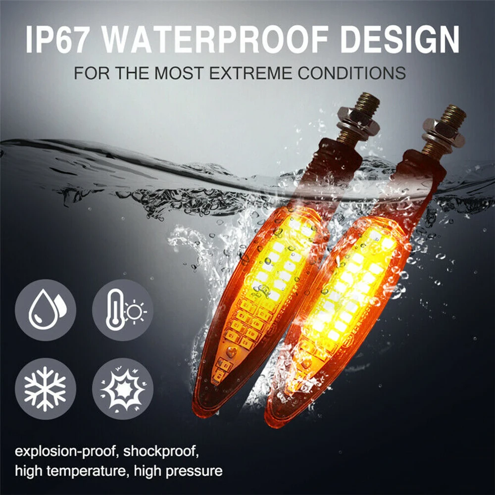 

2019New Style Motorcycle Amber Turn Signal Light E24 Built Relay Flowing Flashing 24LED Blinker Fits for Universal Motorcycle